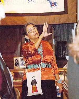 Artist threads together visions from her dreams, tells the story of her people through quilt work