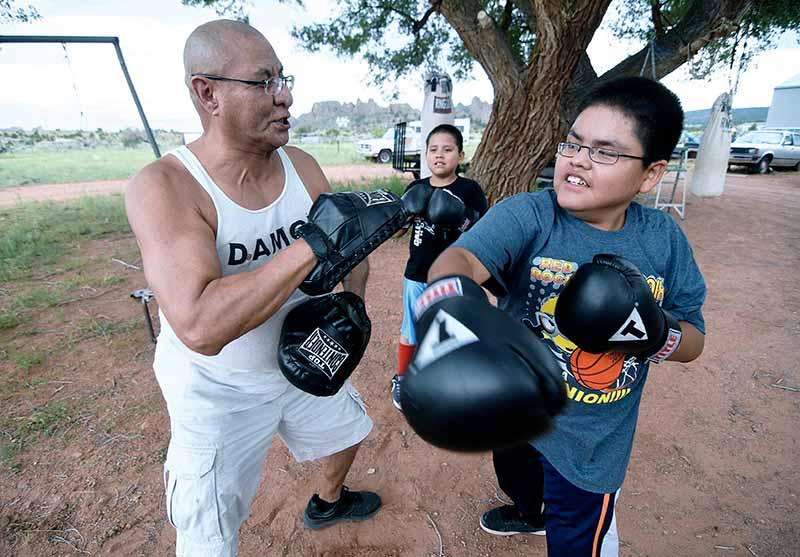 Boxing with a traditional punch