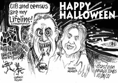 NNG monster with earing in one ear holds arm around female tribal member and proclaims, CIB and census are my lifeline." Sidekicks shriek blood money and satanic rituals.