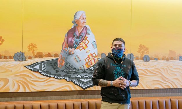 Painting grandma:  Diné artist, Starbucks produce mural that honors elder