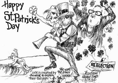 Happy St. Patrick's Day. Nez plays pied piper as Lizer jumps off the cliff of re-election.