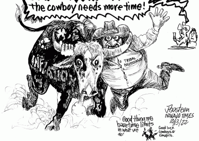 INFR - The cowboy needs more time. Tribal politicians wrestle a bull named inflation.